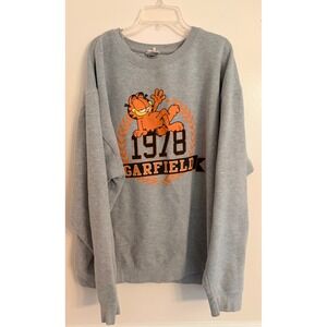 Delta Fleece Garfield 1978 Graphic Sweatshirt Gray Crewneck Mens XL Retro EUC